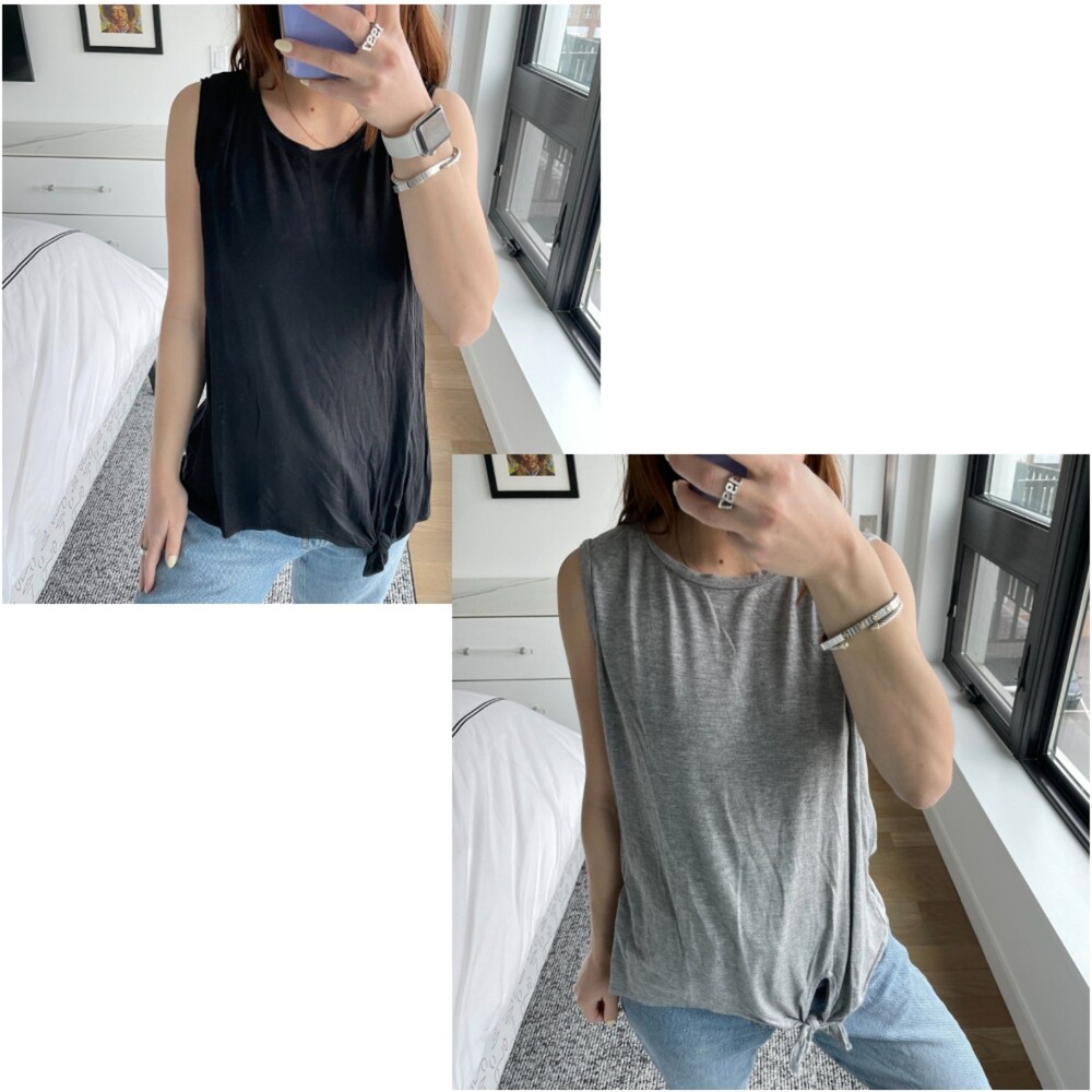 Design Lab Knotted Tank Top Bundle Grey and Black Medium